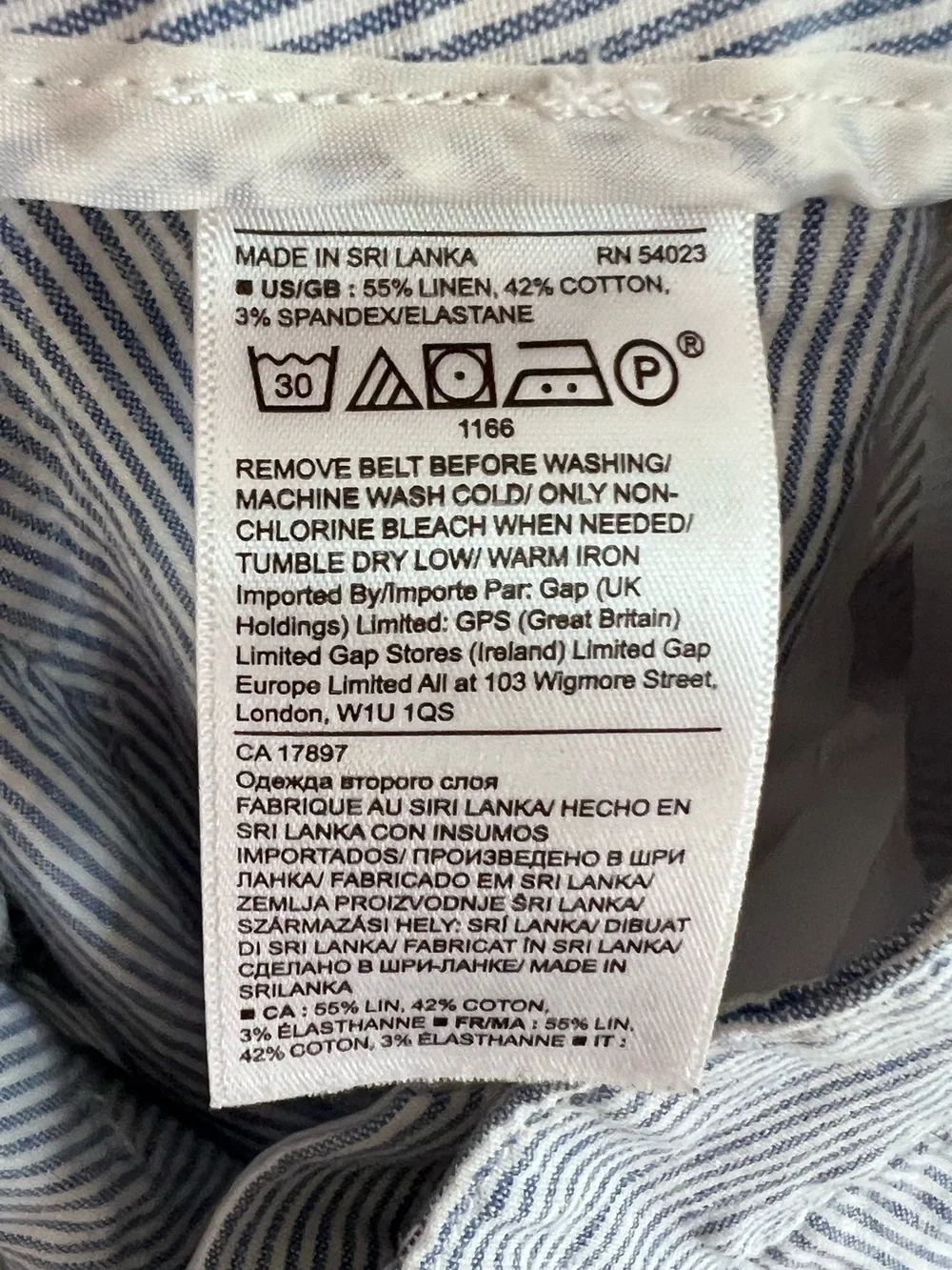 Banana Republic Seersucker Linen Wide Leg Blue White Trousers Pants Size 0